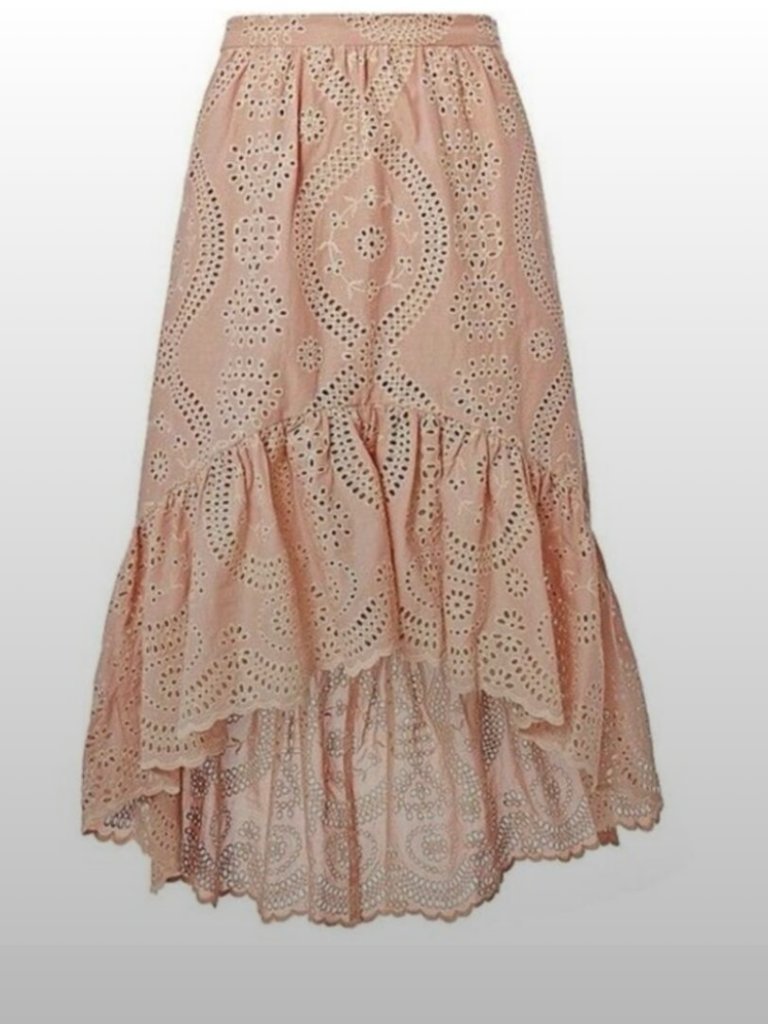 Loveshackfancy 'Pam' Eyelet Skirt In Dusty Rose, Medium